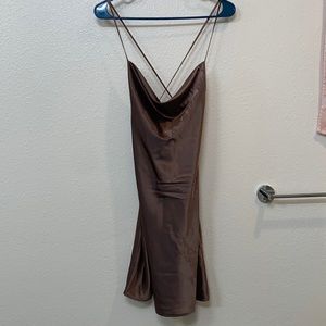 H&M brown silk dress